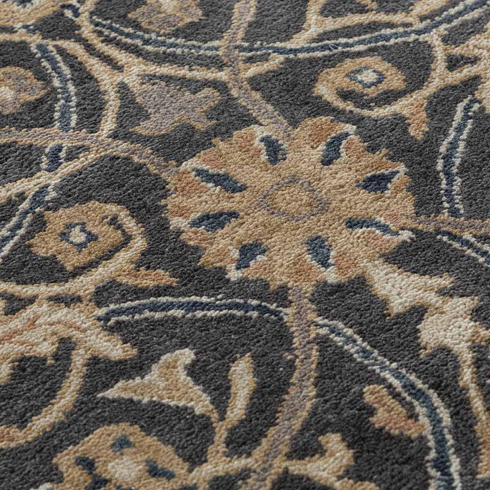 Close-up of a patterned rug with intricate designs.