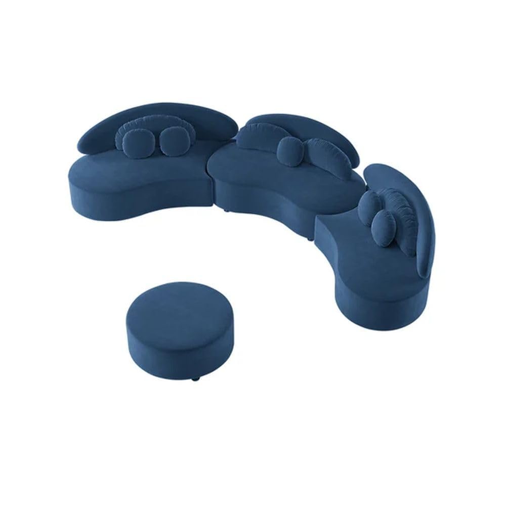Blue children's sofa set with ottoman on a white background