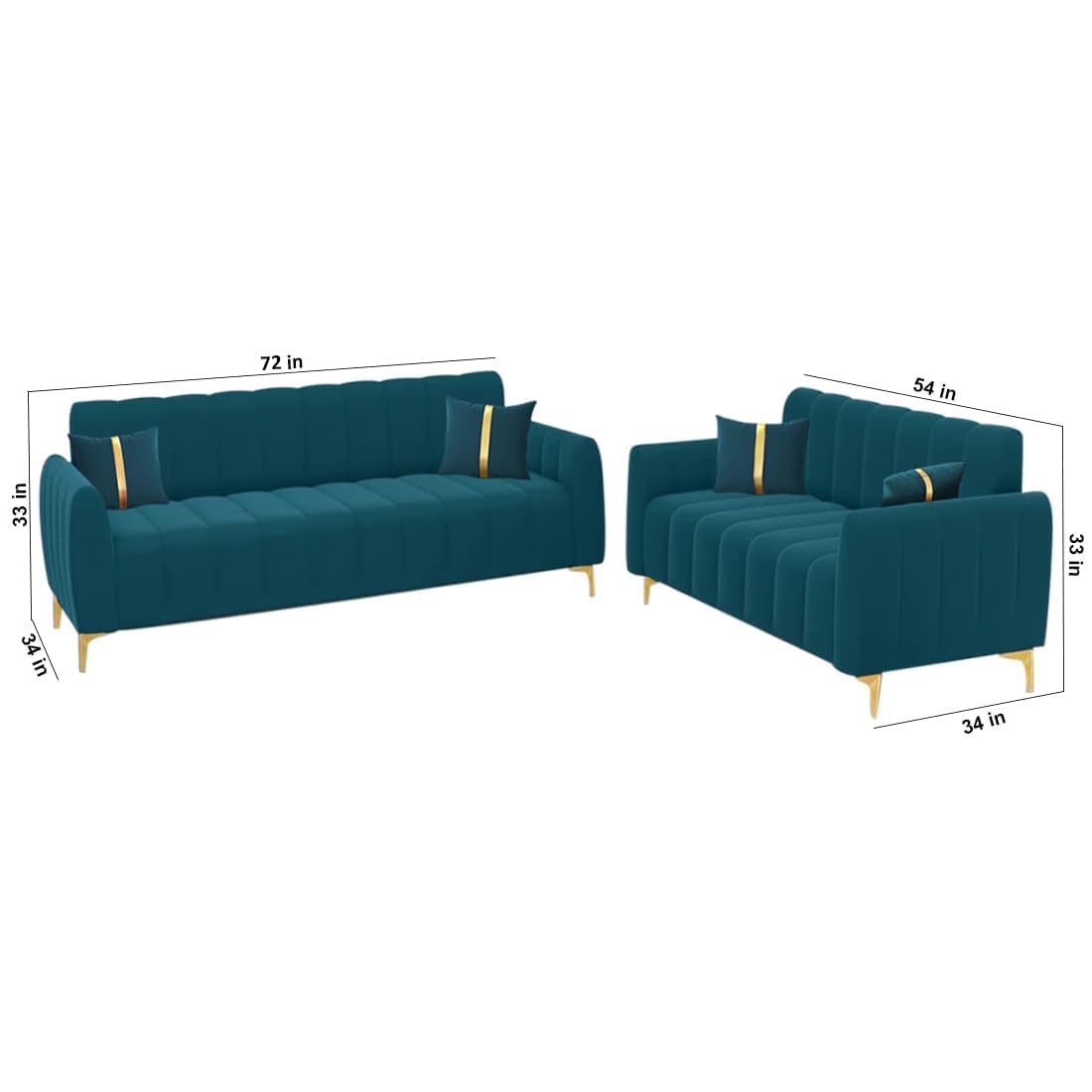 5 Seater Premium Fabric Sofa Set for Living Room (3+2, Teal Color)