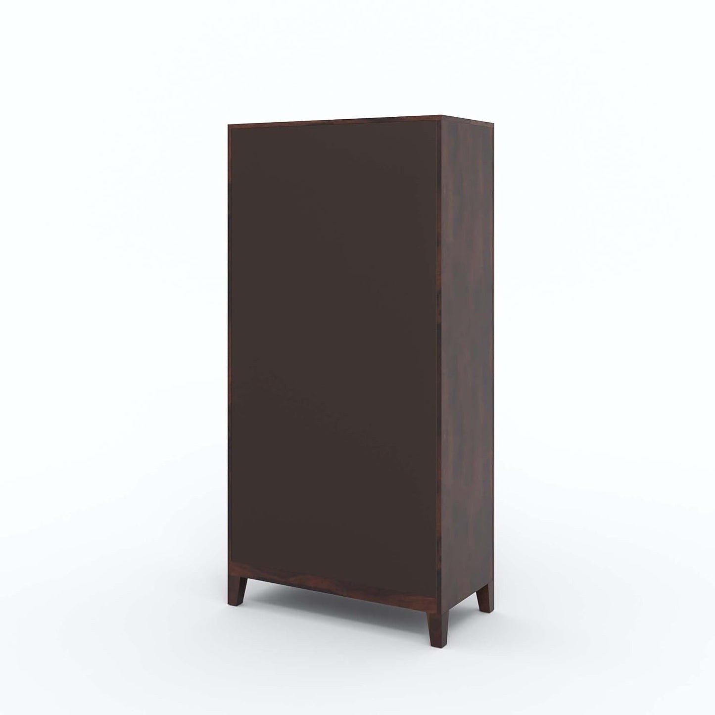 Solid Sheesham Wood Kitchen Cabinet – Crockery Storage Unit with 2 Glass Doors & 4 Drawers (Walnut Finish)