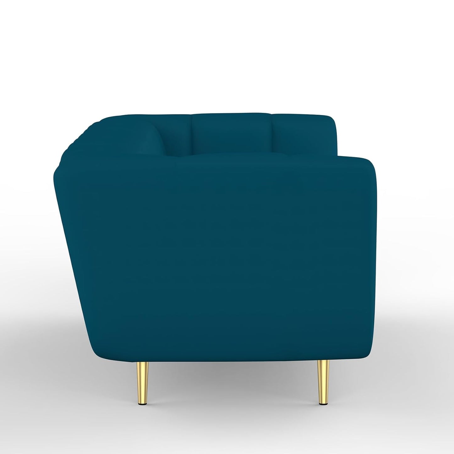 Blue armchair with gold legs on a white background