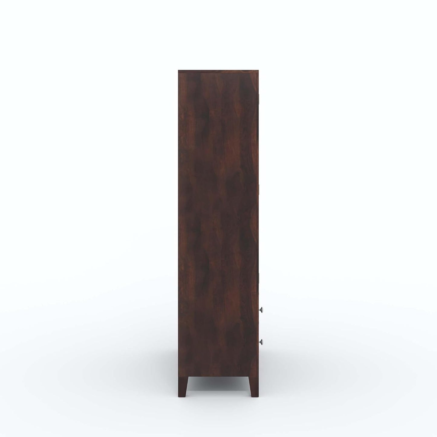 Solid Sheesham Wood Kitchen Cabinet – Crockery Storage Unit with 2 Glass Doors & 4 Drawers (Walnut Finish)