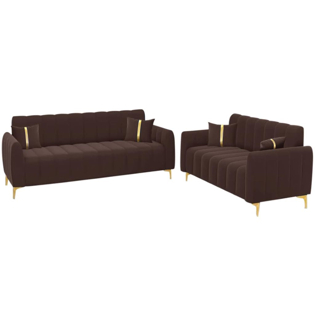 5 Seater Fabric Premium 3+2 Sofa Set for Living Room (Brown)