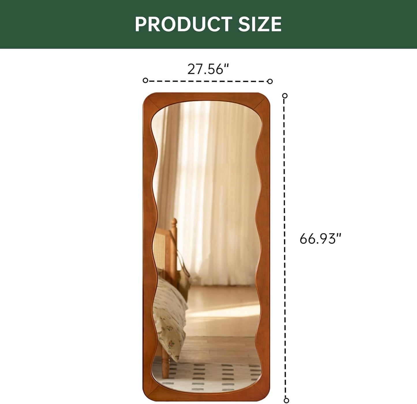64"x28" Full-Length Mirror – Solid Wood Full-Body Floor Mirror