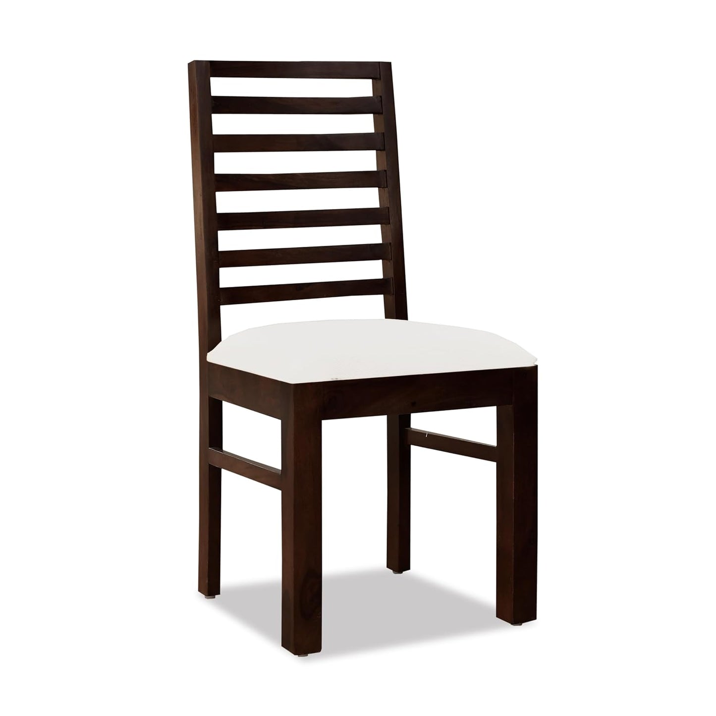 Modern Solid Sheesham Wood 4 Seater Dining Table Set with Cushion Chairs – Walnut Finish