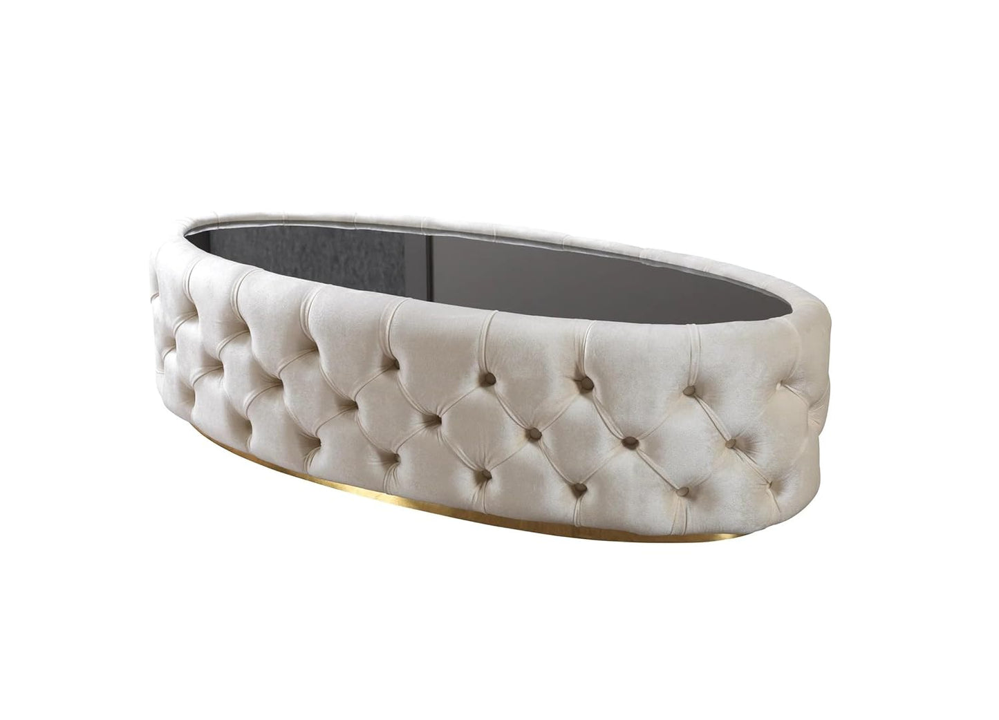 White tufted headboard with black center on a white background