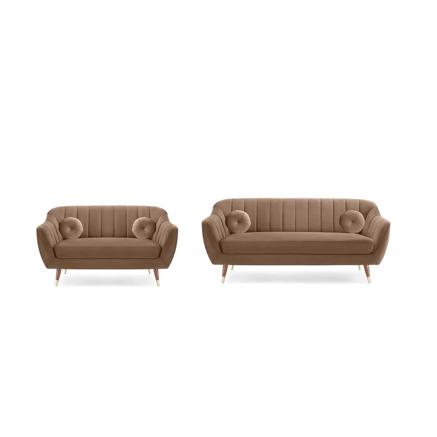 Cozy Elegance 3+2 Seater Camel Suede Velvet Sofa