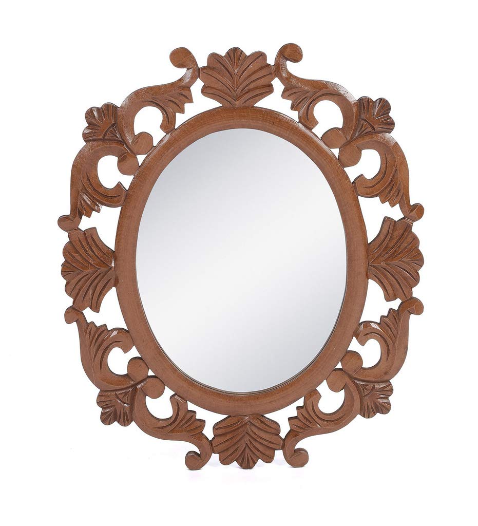 Victorian Style Wall Mirror – Handcrafted Wooden Frame in Walnut Finish, 24" x 20", Pack of 1