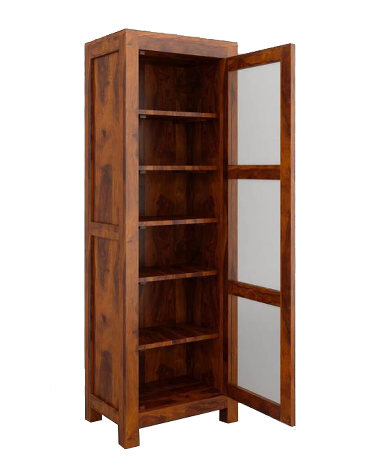 Victoria Solid Wood Kitchen Cabinet – Multipurpose Wooden Storage for Bedroom, Living Room, Study & Bar | Bookshelf with Honey Matte Finish
