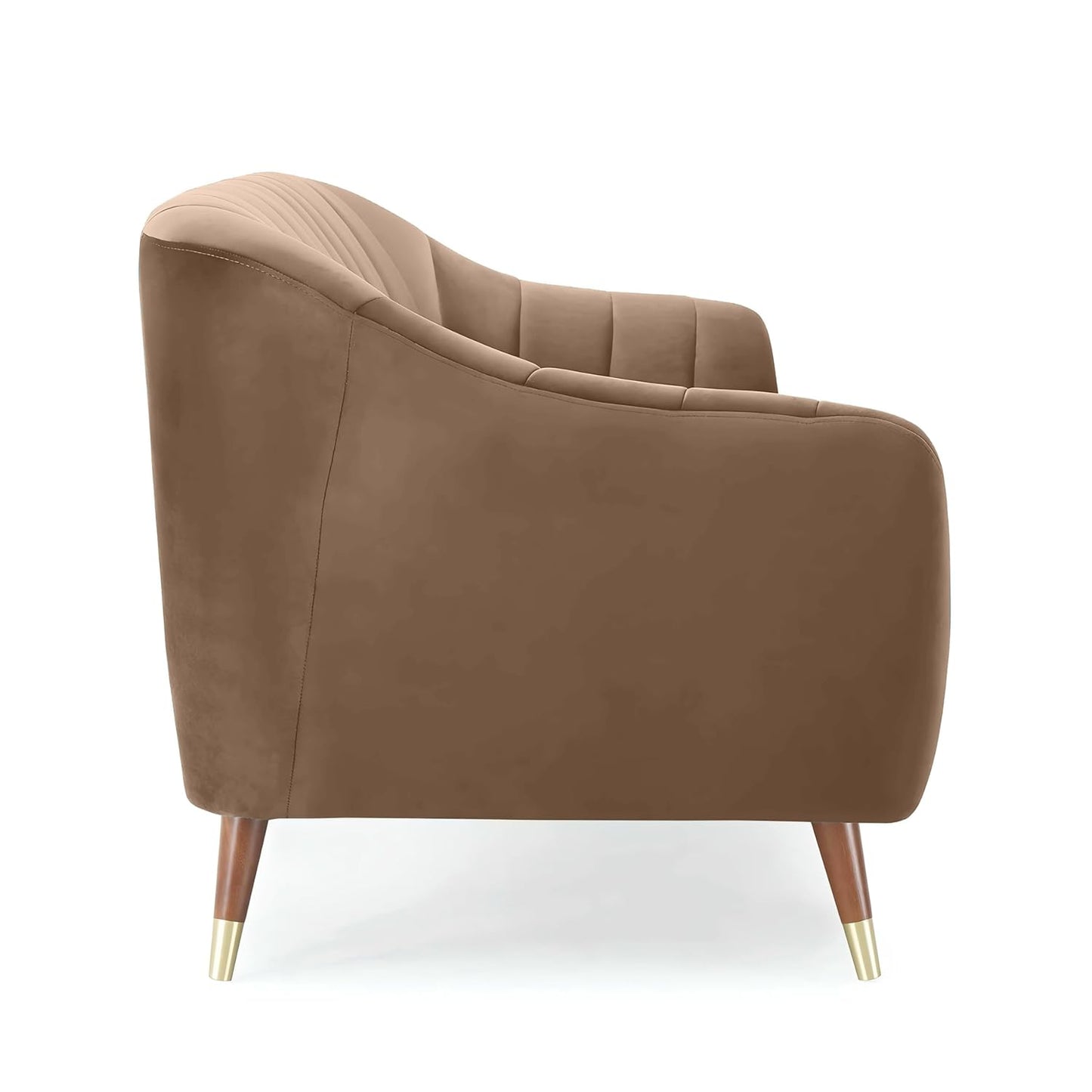 Brown armchair with wooden legs on a white background