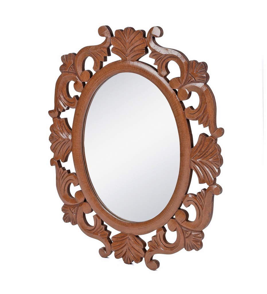 Victorian Style Wall Mirror – Handcrafted Wooden Frame in Walnut Finish, 24" x 20", Pack of 1