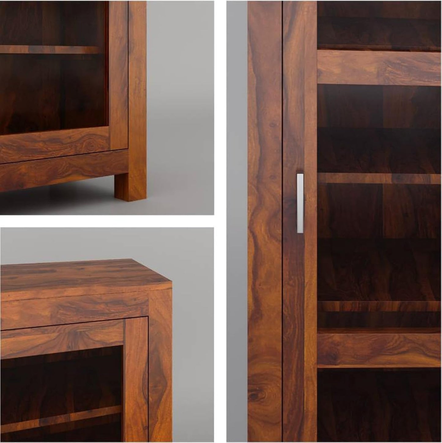 Victoria Solid Wood Kitchen Cabinet – Multipurpose Wooden Storage for Bedroom, Living Room, Study & Bar | Bookshelf with Honey Matte Finish