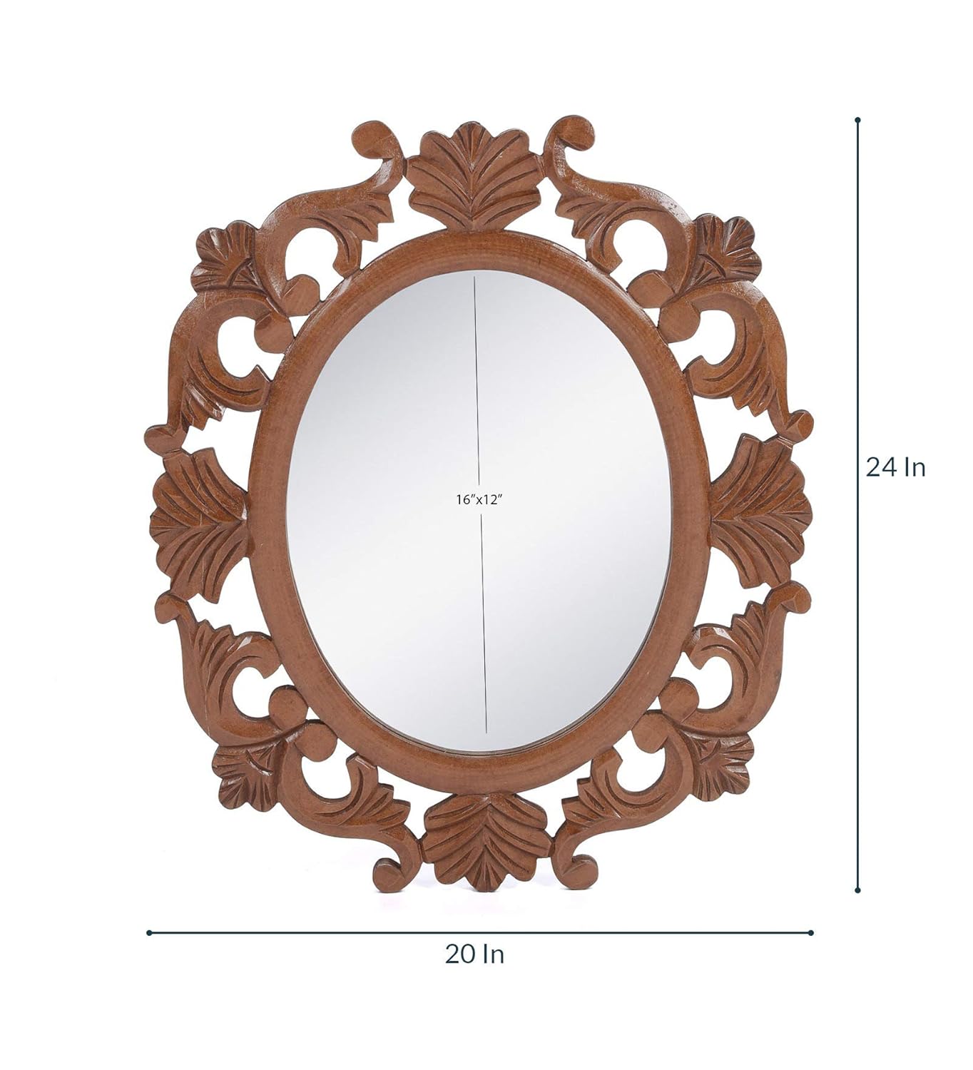 Victorian Style Wall Mirror – Handcrafted Wooden Frame in Walnut Finish, 24" x 20", Pack of 1