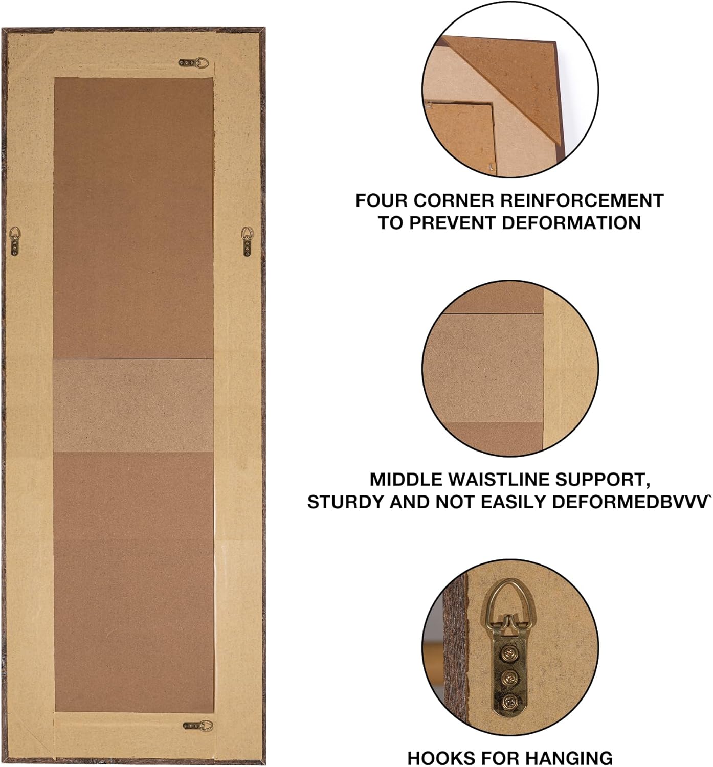 Brown fabric with reinforcement details and hooks for hanging on a white background
