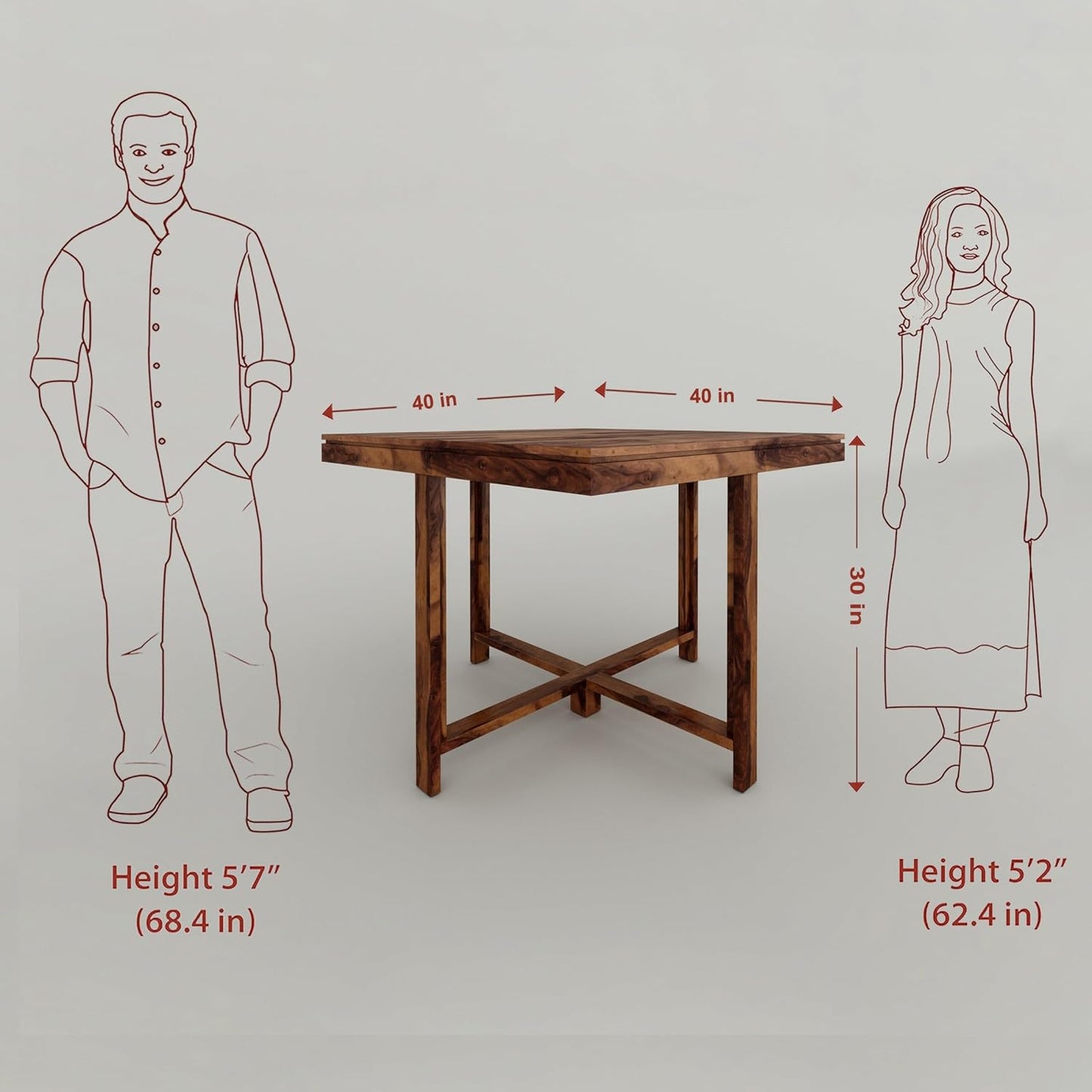 Pure Sheesham Wood Dining Table – Solid Wood Dining Furniture for Home, Living Room, Hall, Hotel, or Restaurant