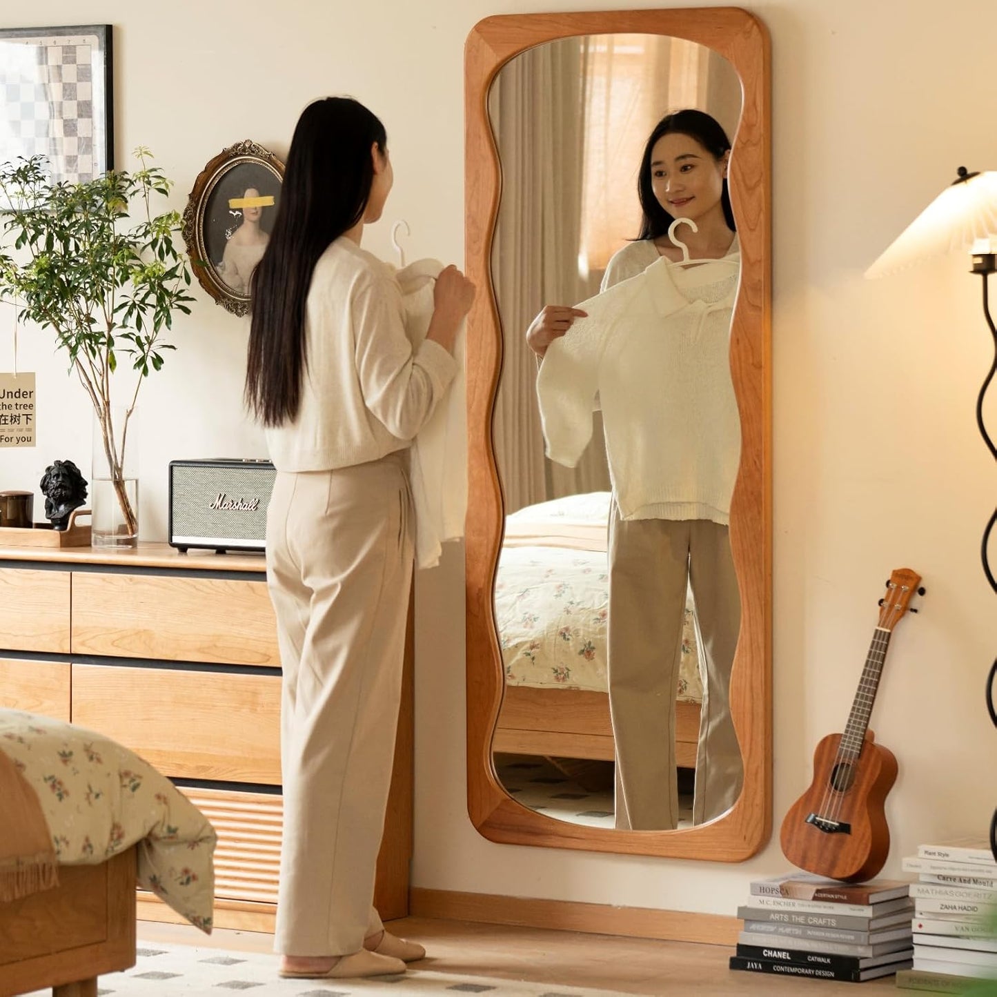 64"x28" Full-Length Mirror – Solid Wood Full-Body Floor Mirror
