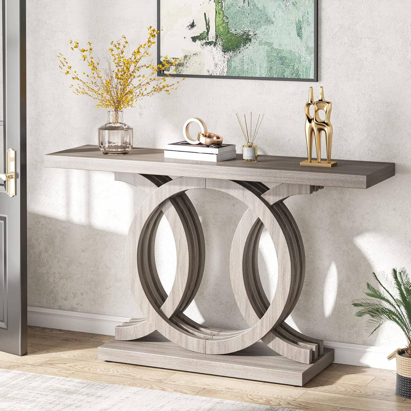 55 inches Console Table with Geometric Base