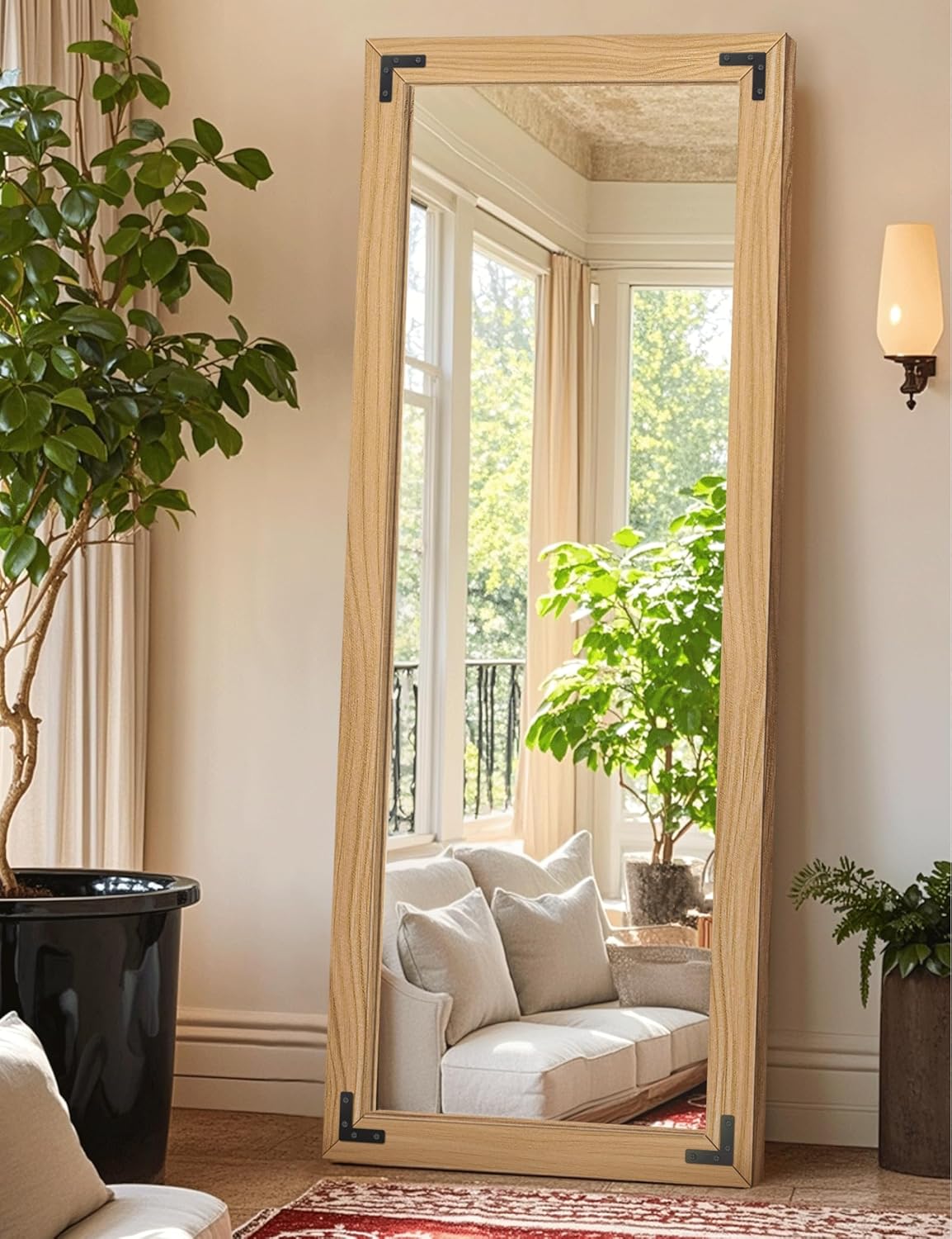 71"x30" Full-Length Floor Mirror with Solid Wood Frame – Brown