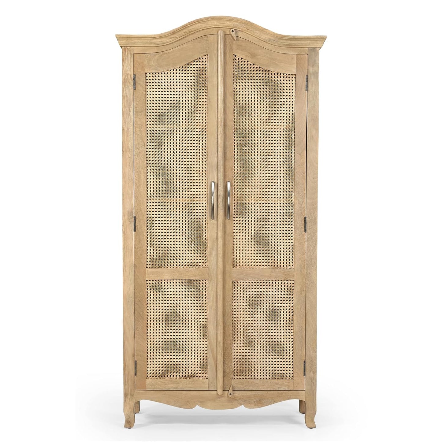 Multipurpose Solid Wood Cabinet Kitchen Bookshelf & Storage Unit for Home – Mango Wood with Natural Cane & Matte Finish