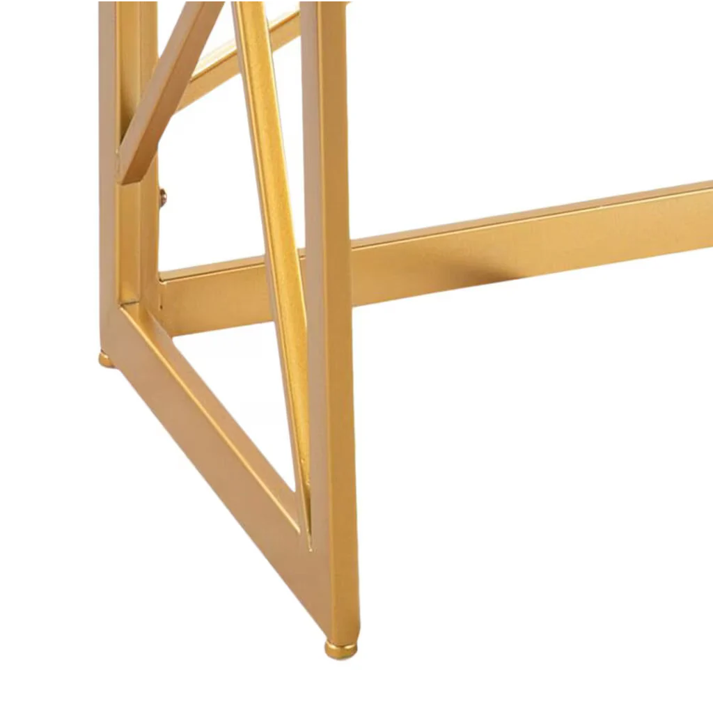 Gold metal chair frame on a white background