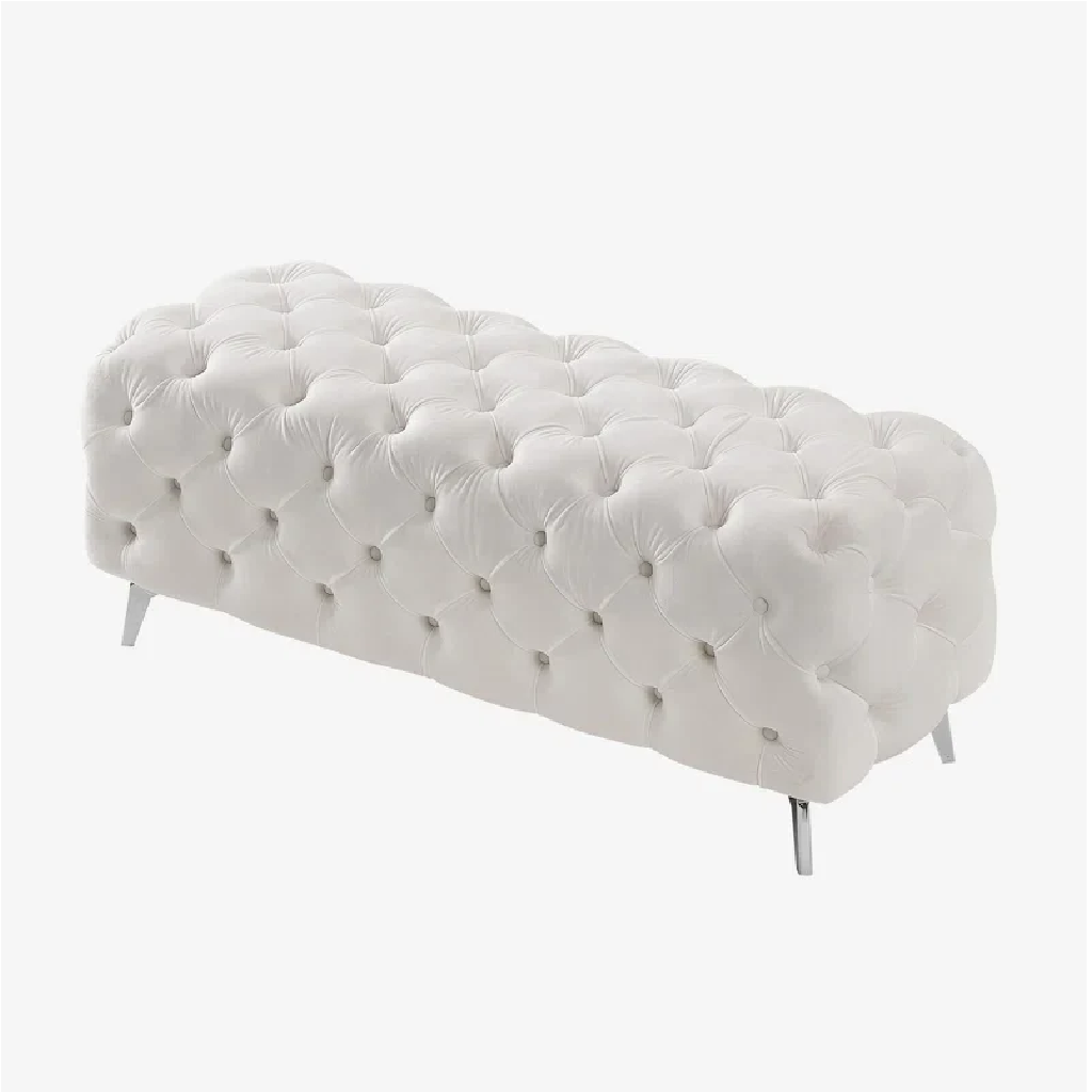 White tufted bench on a white background