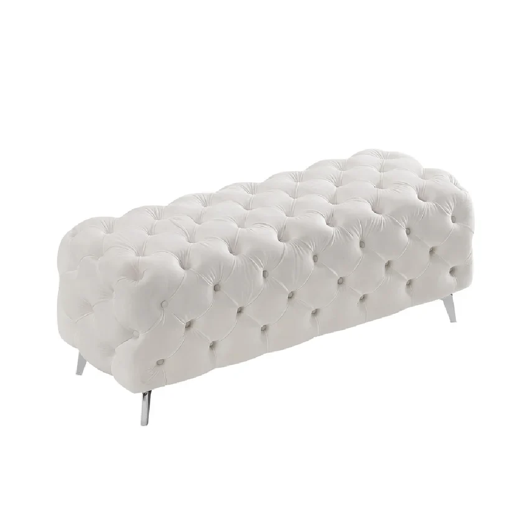 White tufted bench on a white background