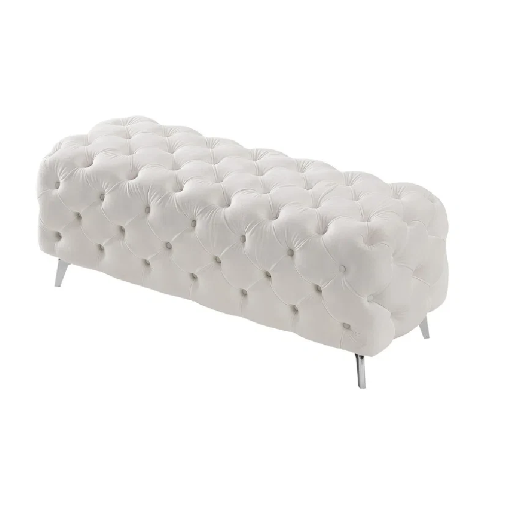 White tufted bench on a white background