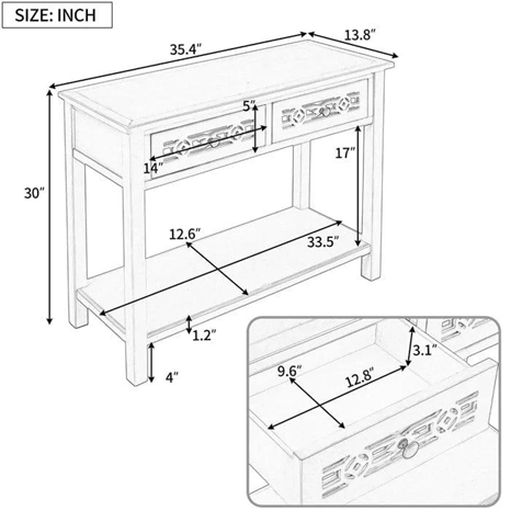 Solid Wood Console Table – Classic Entryway or Hallway Accent Table