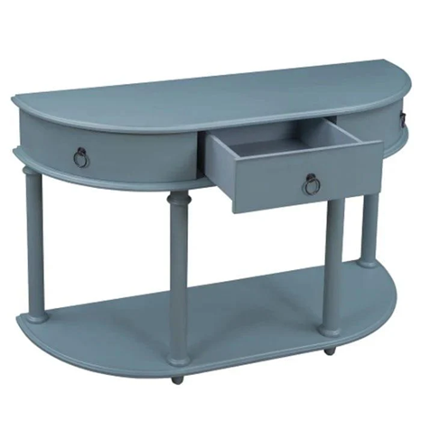 Farmhouse Half-Moon Console Table with Drawer and Shelf – 48" Entryway Accent Table with Glossy Finish