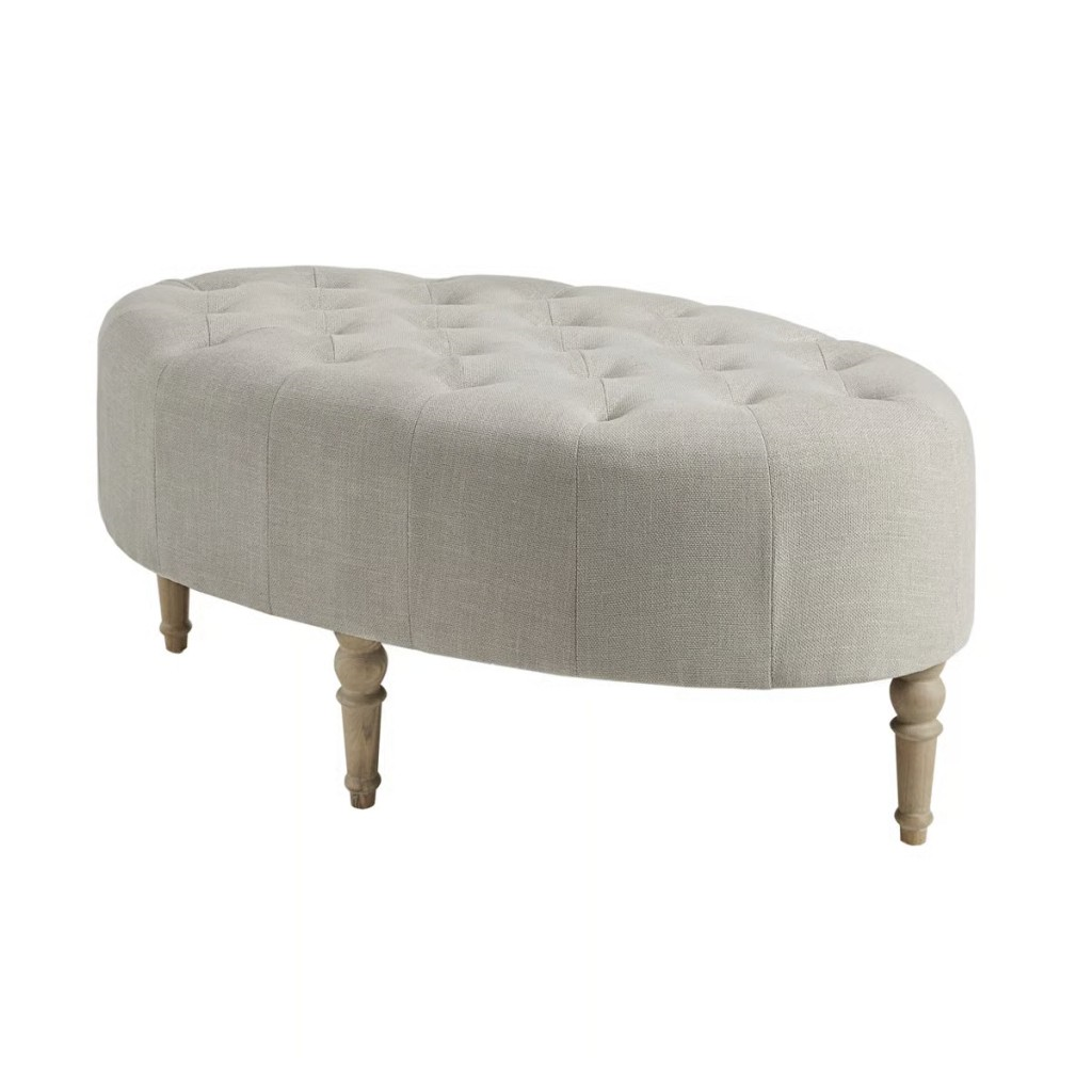 Clara Tufted Oval Ottoman | Upholstered Coffee Table Bench