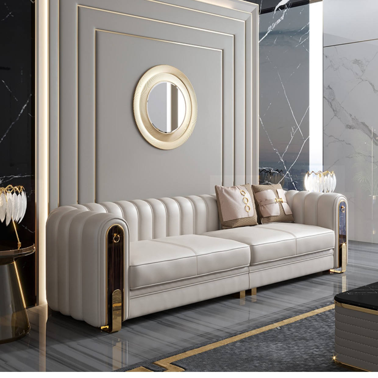 Luxury Modern Leather Sofa Set (American Design)