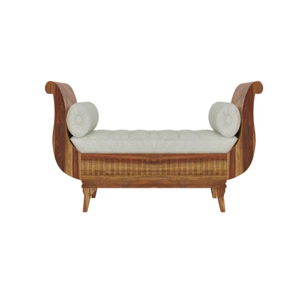 Traditional Handmade Wooden Sofa | Light Finish 2 or 3-Seater (58 x 35 x 32 Inch)