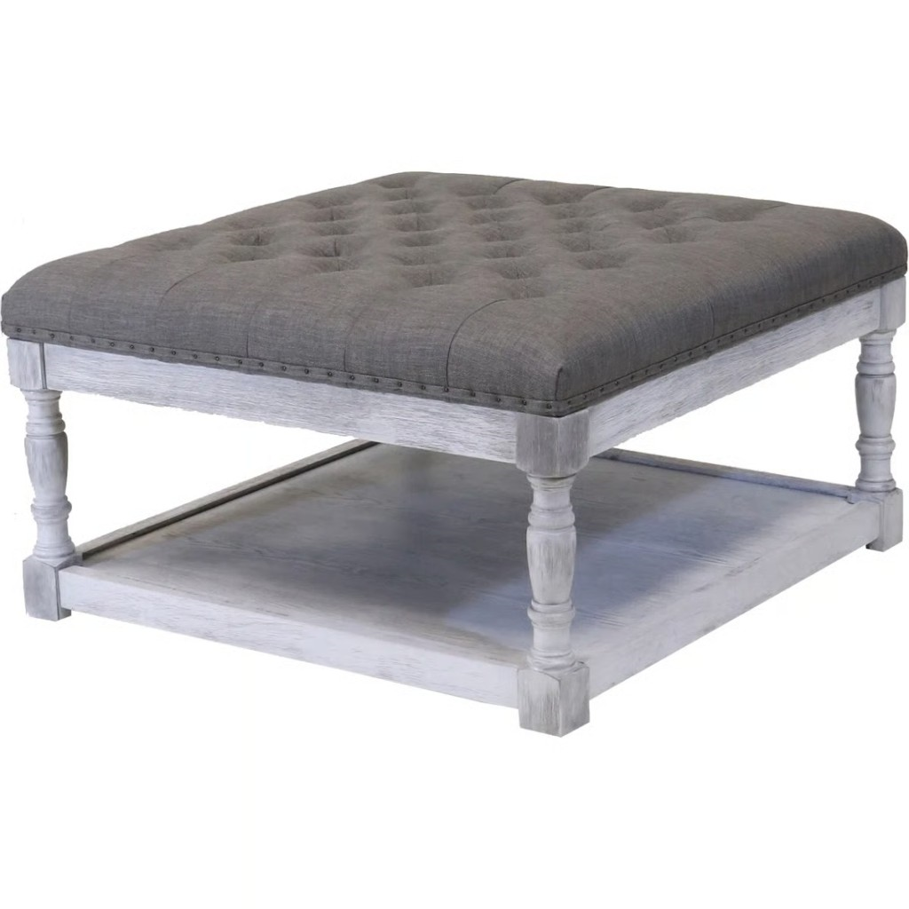 34" Wide Tufted Square Cocktail Ottoman Coffee Table