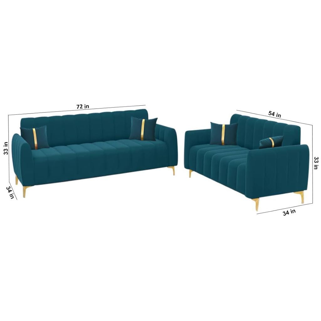 5 Seater Premium Fabric Sofa Set for Living Room (3+2, Teal Color)