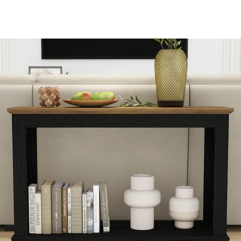 Elevate Your Space with This 42’’ Wooden Console Table ( Black & Oak)