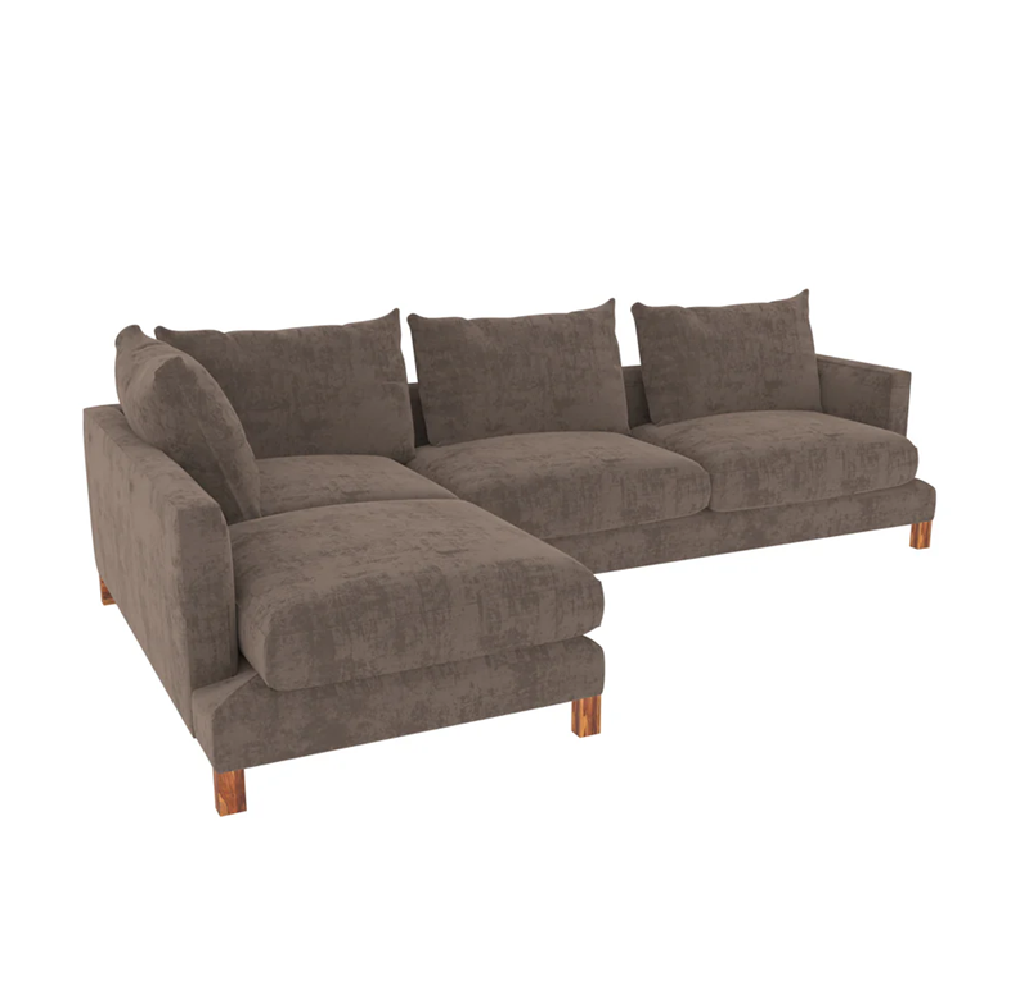 Brown sectional sofa on a white background