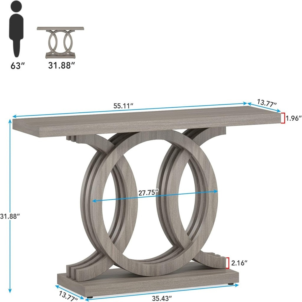55 inches Console Table with Geometric Base