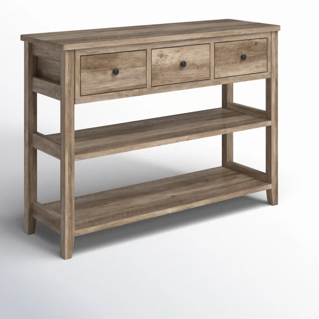 47''  Console Table with Wood Frame, 3 Drawers & 2 Open Shelves