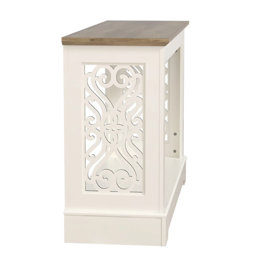 Korbin 42'' Console Table – Ivory & Knotty Oak Finish