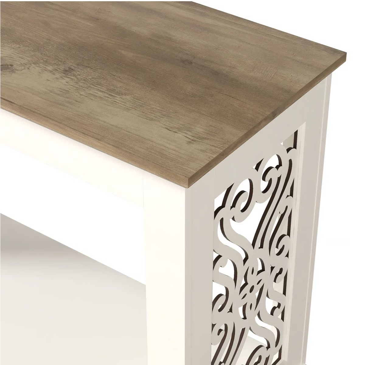 Korbin 42'' Console Table – Ivory & Knotty Oak Finish