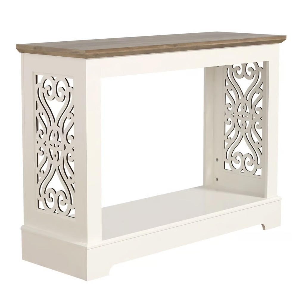 Korbin 42'' Console Table – Ivory & Knotty Oak Finish