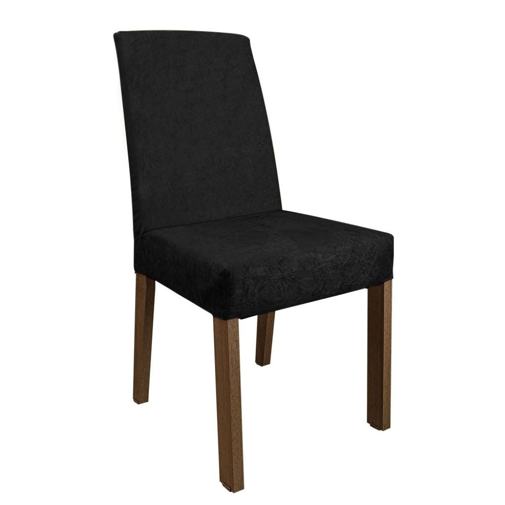4-Seater Dining Set with Square Glass Table Top, Sturdy Wooden Frame, Fully Cushioned Seats – 90 cm, Brown/Black