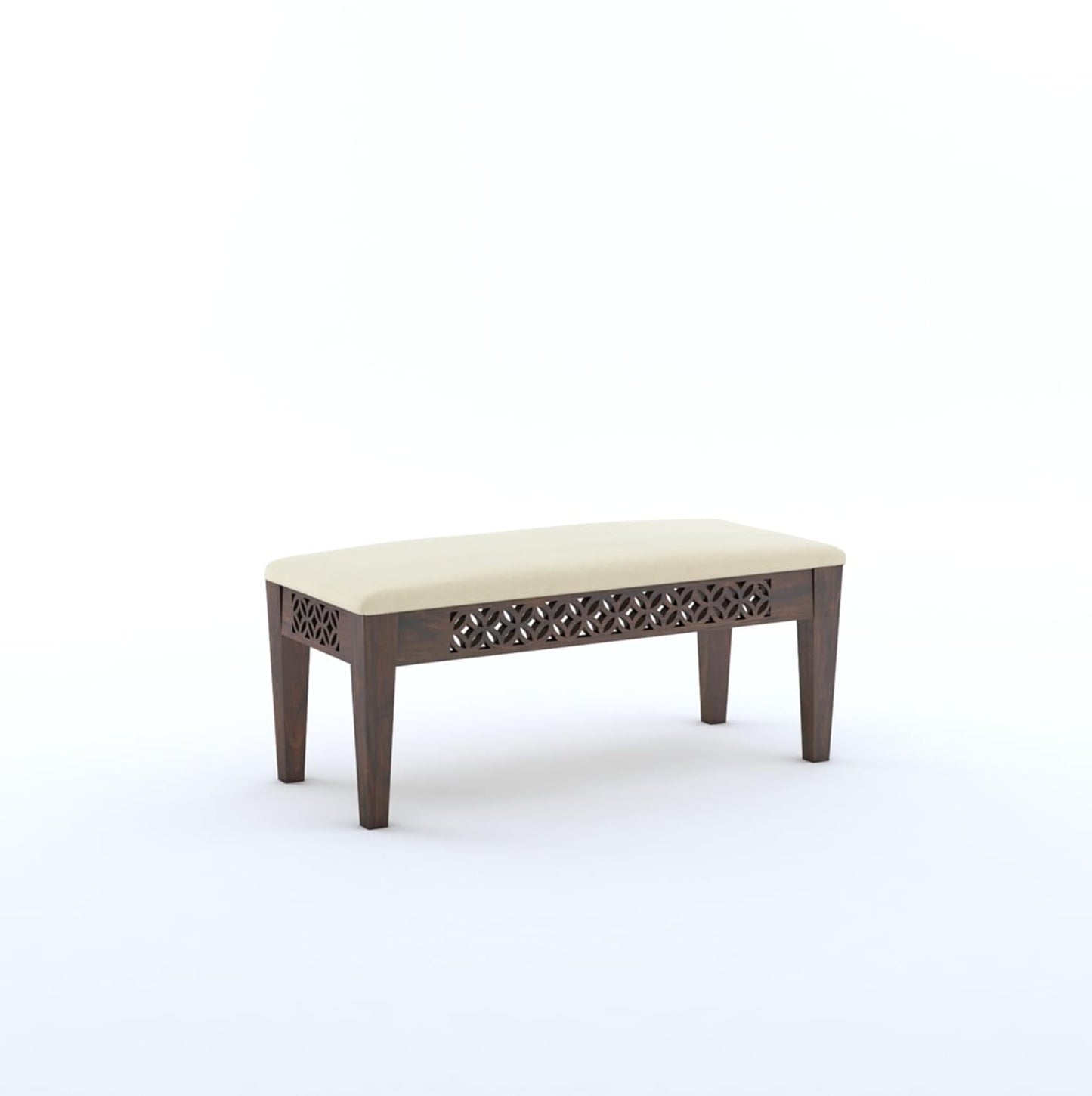 Solid Sheesham Wood 6 Seater Dining Table Set with 4 Chairs & 1 Bench – Walnut Finish