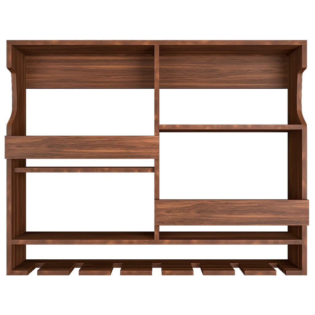 Wooden Wall-Mounted Wine Rack  30x24 Inch (Rosewood, Natural Finish)
