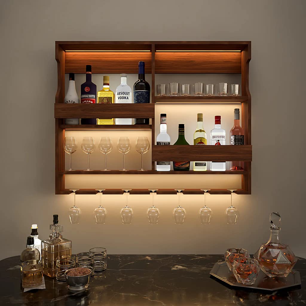 Wooden Wall-Mounted Wine Rack  30x24 Inch (Rosewood, Natural Finish)