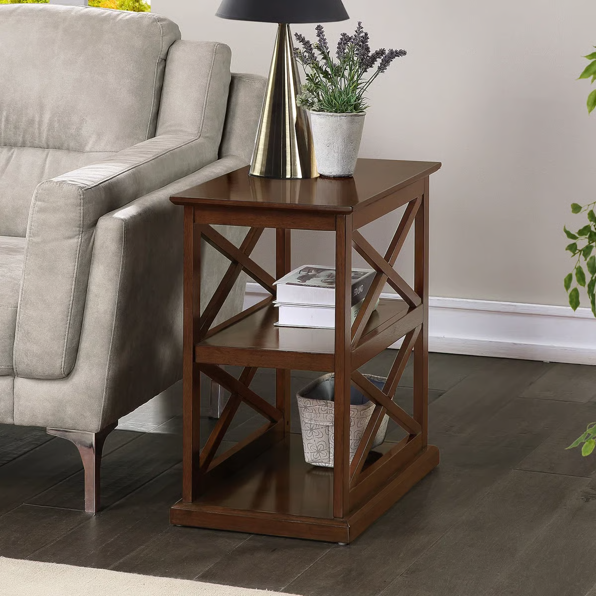 24'' Chairside End Table with Storage Shelf & Drawer