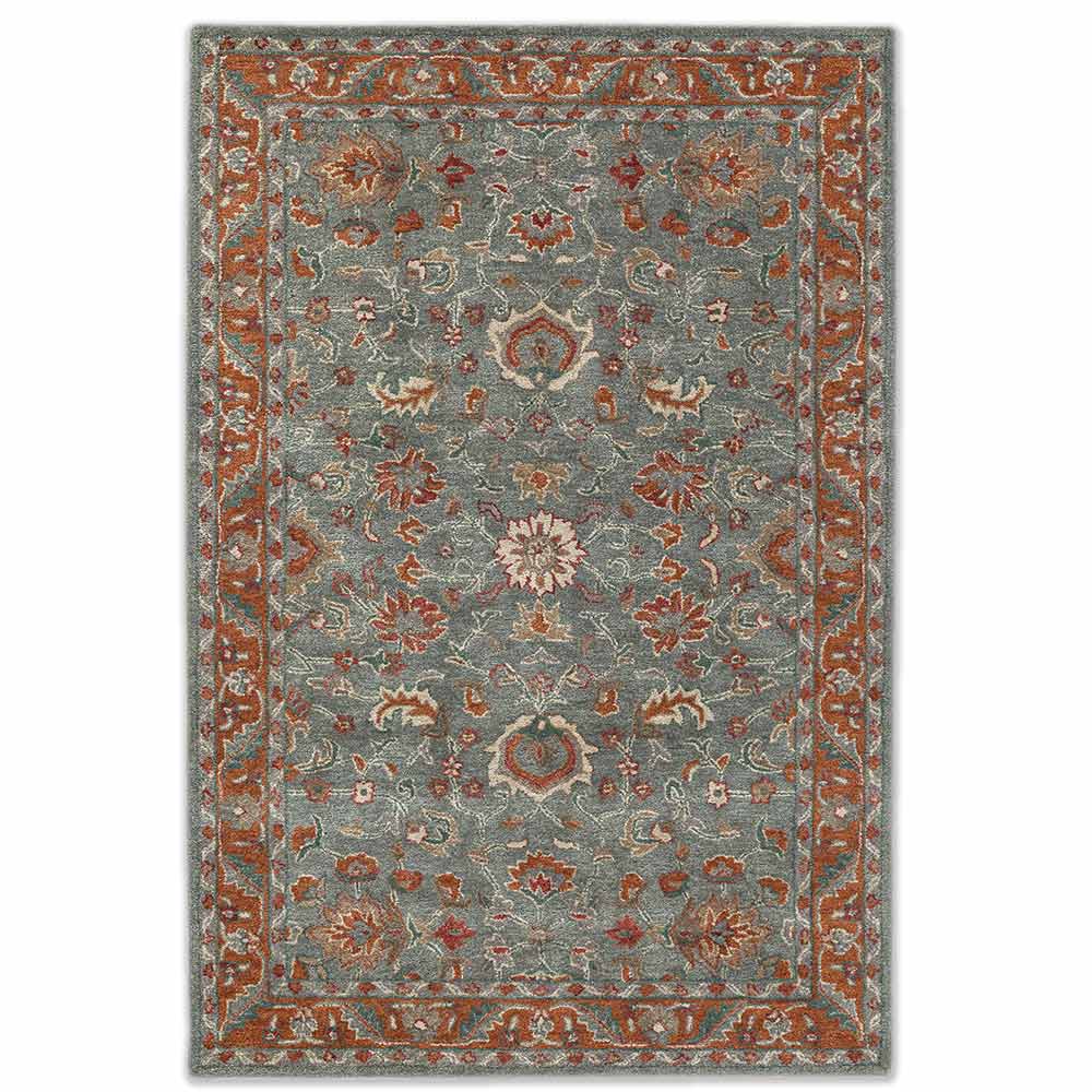 Decorative rug with floral pattern on a plain background