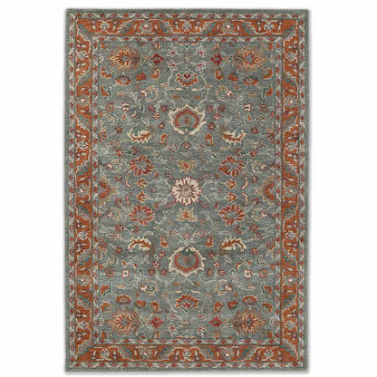 Decorative rug with floral pattern on a plain background