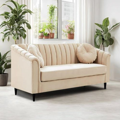 2-Seater Cream Fabric Sofa  Premium Living Room Piece