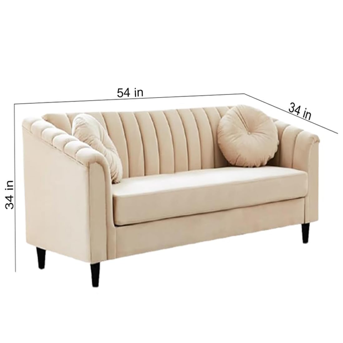 2-Seater Cream Fabric Sofa  Premium Living Room Piece